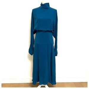 Something Navy Teal Long Sleeve Dress